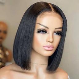 HD Glueless Short Straight Bob Wig  4x4 Closure Wig Lace Front Human Hair Wigs For Women Pre Plucked Remy Lace Frontal Bob Wigs