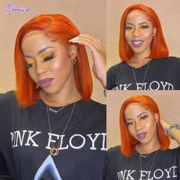 Short Bob Wig Ginger Orange 13x4 Lace Front Human Hair Wigs For Women Brazilian Straight Bob Lace Ombre 27 Colored Remy Hair Wig