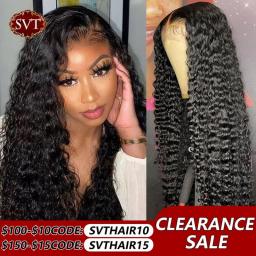 SVT 30 Inch Loose Deep Lace Front Wig Indian Glueless Deep Wave Frontal Wig Wet And Wavy Curly Human Hair Wigs For Black Women