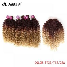 Noble Synthetic Hair Weave 16-20 Inch 7Pieces/lot Afro Kinky Curly Hair Bundles With Closure African Lace For Women Hair Extensi