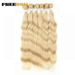 FREEDOM Synthetic Water Wave Hair Bundles 20 Inch Synthetic Hair Extensions Ombre Blonde Brown Hair Weave Bundles 6Pcs/Pack