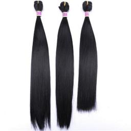 Dark Grey 16 18 20 Inches 3 Pieces One Lot Straight Hair Bundles High Temperature Synthetic Hair Extensions For Black Women