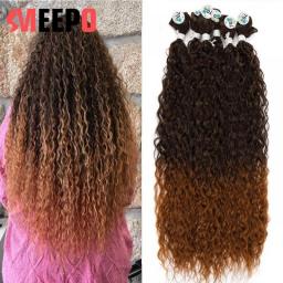 BOL Curly Synthetic Hair Bundles Organic Hair Extensions 32 Inch Ombre Blonde Fake Hair For Women Heat Resistant Water Wave