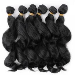 18Inch Loose Wave Bundles Weave Bundles Deal Natural Black Synthetic Hair Extensions Ombre Thick Ponytail Weaving