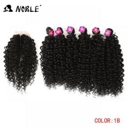 Noble Synthetic Hair Weave 16-20 Inch 7Pieces/lot Afro Kinky Curly Hair Bundles With Closure Synthetic  Lace For Black Women
