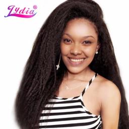 Lydia 1PCS/Pack Kinky Straight Hair Weaving 12-24 Inch Pure Color Synthetic Wave Hair Extension For Black Women Hair Bundles