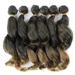 Synthetic Ombre Yaki Kinky Curly Weave Bundles Hair 6Ps/Lot 14/18 Inch Nature Brown Color Wavy Bundles Hair Extensions