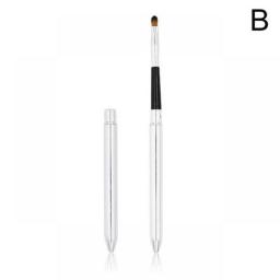 Gold Silver Metal Handle Lip Gloss Makeup Brush Portable Retractable Adjustable Lipstick Brush With Protect Cosmetic Tool