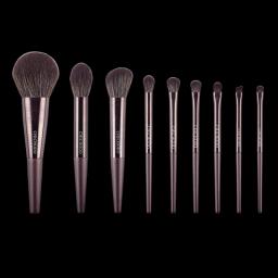 CHICHODO Metal Wire Drawing Makeup Brush 9pcs Synthetic Fiber Brushes With Bag Good Face & Eye Makeup Brush Tool