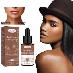 Face Body Tanning Lotion Moisturizing UV Protection Serum Outdoor Long Bronzing Tan Self Lasting Hydrating Darker Drops Tan N0U9