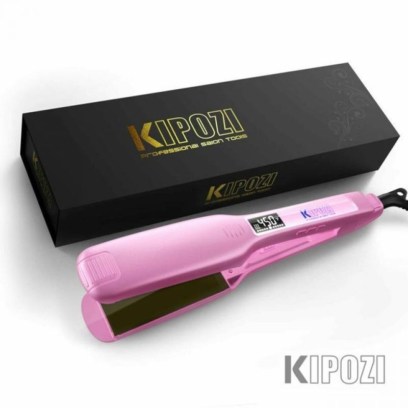 KIPOZI KP-139 Professional Hair Straightener Fast Heat Smart Timer Flat Iron with LCD Display Curling and Straightening Salon