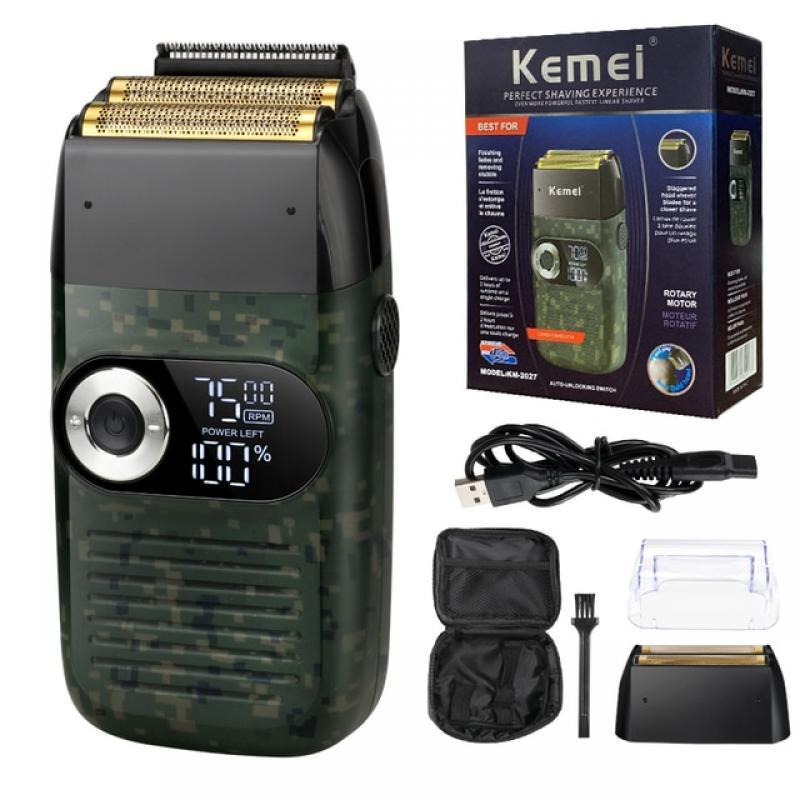 Kemei 2 in 1 Rechargeable Electric Shaver LCD Display Portable Cordless Men Reciprocating Razor Beard Trimmer