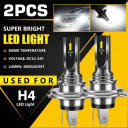 2pcs H4 9003 Hb2 Led Headlight Bulb Kit High-Low Beam Super Bright 6000k 360 Degree Lighting Lamp Bulbs Led Lights For Vehicles