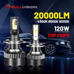 H4 LED Headlight 20000LM CSP Chip LED H7 H1 H11 H8 H9 9005 9006 HB3 HB4 120W 4300K 6500K 8000K PTF Ice Bulb Fog Light Bullvision
