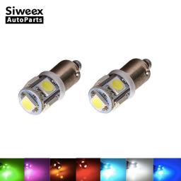 2 PCS BA9S Car LED Bulbs T4W 5 SMD 5050 Interior Dashboard Dome Reading Door Lamps White DC 12V Automobiles License Plate Lights