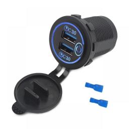 Universal QC 3.0 Car Charger Socket Type C PD Plug Charging Waterproof Power Adapter For Car Motorcycle Waterproof For Phone
