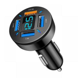 66W Car Charger Quick Charge Cigarette Lighter Adapter 4-Port USB A+USB C Fast Charging Phone Charger For IPhone Xiaomi Samsung