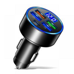 250W LED Car Charger 5 Ports Fast Charge PD QC3.0 USB C Car Phone Charger Type C Adapter In Car For Iphone Samsung Huawei Xiaomi