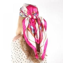 Silk Scarf Women Summer Fashion Designer Soft Satin Head Scarf Hair Accessories Hijab Bandana Cheveux Foulard Femme 90*90cm
