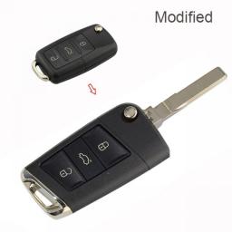 OkeyTech Modified 3 Button Remote Flip Folding Car Key Shell Case Fob For Volkswagen For VW Jetta Seat Skoda 스마트키High Quality