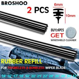 2pcs Car Wiper Blade Insert Rubber Refill Strips For Boneless Frameless Wiper Blades 6mm 14