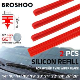 2 PCS RED Car Wiper Blade For Hybrid Type Wiper Blade Silica Gel Silicon Refill Strips 8mm 14