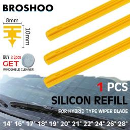 1 PCS Yellow Car Wiper Blade Silica Gel Silicon Refill Strips For Hybrid Type Wiper Blade 8mm 14
