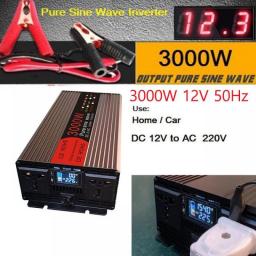 Pure Sine Inverter 3000W 60HZ DC 12v LED Display For Ac 220v 230v Solar Converter Car