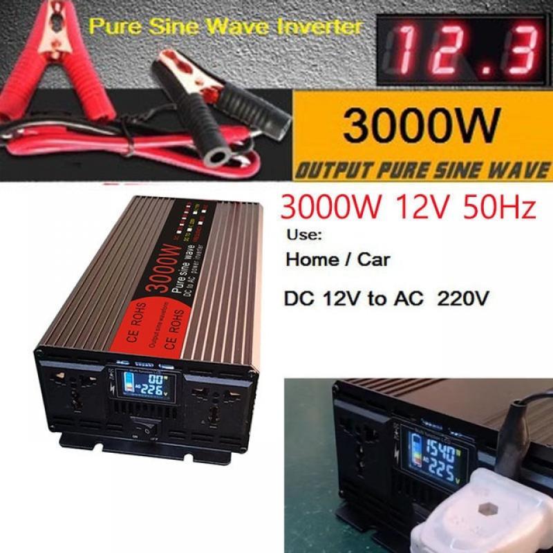 Pure Sine Inverter 3000W 60HZ DC 12v LED display for Ac 220v 230v solar converter car