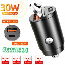 200W QC3.0 PD Car Charger 5A Fast Charing 2 Port 12-24V Cigarette Socket Lighter Car USBC Charger For IPhone Power Adapter