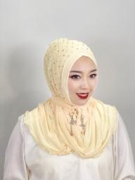 Muslim Beaded Tassel Hijab Solid Color Hijab Arab Hijab Women Hijab Shiny Soft Easy To Wear Hijab Turkish Head Wrap Scarf