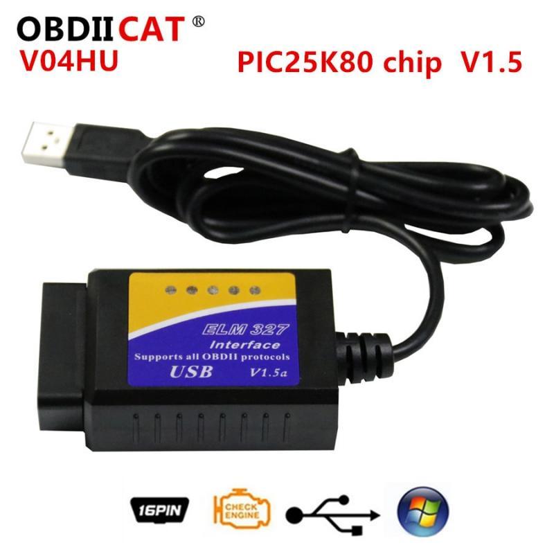 OBDIICAT V04HU ELM327 USB V1.5 Scan interface PIC18F25K80 OBDII Auto Code Reader OBD2 Car Diagnostic Tool ELM 327 interface
