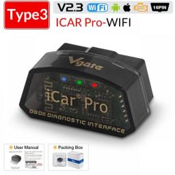 Icar2 OBD2 Scanner Vgate Icar Pro V2.3 Wifi/Bluetooth For IOS/Android Auto OBD Code Reader Diagnose Tool Free Shipping Pk ELM327