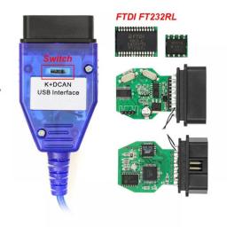 For BMW K+DCAN  FTDI FT232RL With Switch K DCAN K CAN OBD 2 OBD2 For BMW Car Diagnostic Auto Tools K-line K Line Cable