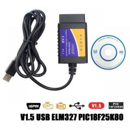 Super Mini ELM327 1.5 OBD2 Bluetooth Android ELM 327 V1.5 PIC18F25K80 ELM327 With Button OBD2 Scanner ELM327 Forscan USB/WIFI