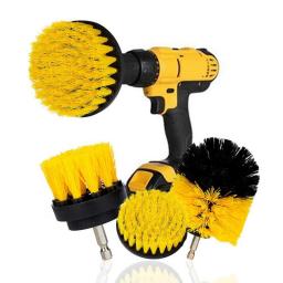 3Pcs/Set Electric Scrubber Brush Drill Brush Kit Plastic Round Cleaning Brush For Carpet Glass Car Tires Nylon Brushes 2/3.5/4''