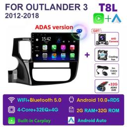 JMCQ 2Din Car Radio For Mitsubishi Outlander 3 2012-2018 Stereo Multimedia Player Android 11 4G GPS Navigation Head Unit Carplay