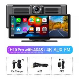 10.26 Inch 4K ADAS Car DVR Wireless And Wired CarPlay & Android Auto Dash Camera With GPS 24h Park Monitor Night Vision Recorder