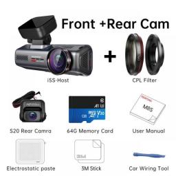 TiESFONG I5S 3 Channel Dash Cam 2K 1440P+2*1080P For Car DVR 360° Auto Video Recorder 24H Parking Monitor With Night Vision WiFi