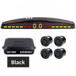 Hippcron Car Parking Sensor Kit Led Universal 22mm 4 Sensors Buzzer Reverse Backup Radar Sound Alert Indicator System 8 Colors