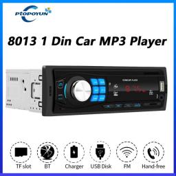 Ptopoyun Autoradio 12V Car Radio Stereo In-Dash 1 Din Bluetooth Audio MP3 Player 8013 Tape Recorder TF/USB/AUX/FM Receiver