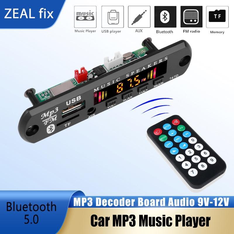 ZEAL fix Bluetooth 5.0 9V-12V MP3 WMA Decoder Board Car Lossless Audio USB AUX TF FM Radio Module With Remote Control Car Kit