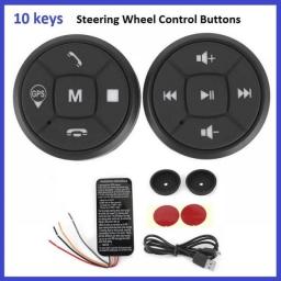 Metal ABS10 Keys Car Steering Wheel Control Buttons Multimedia Navigation Host Remote Control