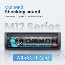 1 Din Car Radio Stereo Player Universal FM Bluetooth MP3 Player Auto Stereo In-dash Colorful Lights Voice Assistant Car Stereo