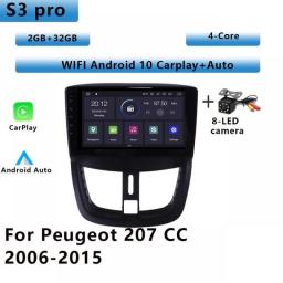 2 Din Android Radio Car Multimedia Player Wireless Carplay Auto GPS WIFI For  Peugeot 207 CC  207CC 2006 2007 2008 2009-2015