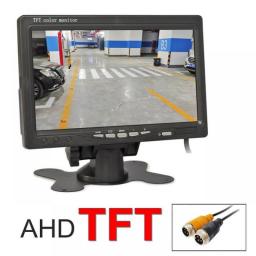 DIYKIT 1024x600 AHD 7inch TFT LCD Car HD Monitor Rear View Monitor Support 1080P AHD Camera 2 X 4PIN Video Input