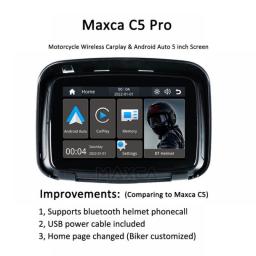 MAXCA XPLAY C5 Pro Waterproof Wireless Android Auto Apple Carplay Screen For Motorcycle GPS Navigation Multimedia Player