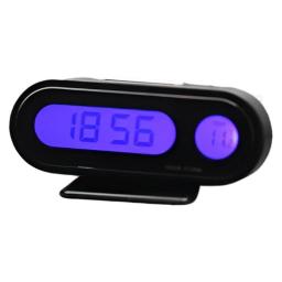 Car Mini Electronic Clock Time Watch Auto Dashboard Clocks Luminous Thermometer Black Digital Display Auto Ornament
