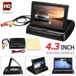 Bileeko Car Display Monitor Durable 4.3 Inch Screen Player Folding HD Video Display Practical Auto Parking Assistance Camera