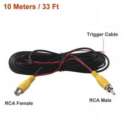 RCA Male Female Car Reverse Rear View Parking Camera Video Extension Cable Cord With Trigger Wire 5 10 15 20 Meters